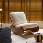 Rocking chair velours côtelé avec repose-pieds
