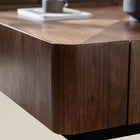 Table basse carrée en bois recomposé, cerclage métal