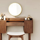 Coiffeuse noyer avec miroir pivotant et tabouret