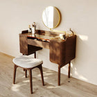 Coiffeuse noyer avec miroir pivotant et tabouret