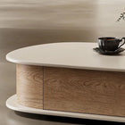 Table basse galet à bords arrondis avec rangement