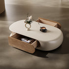 Table basse galet à bords arrondis avec rangement
