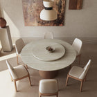 Table à manger ronde avec plateau tournant 360°