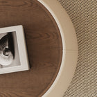Table basse pouf ronde avec coffre de rangement