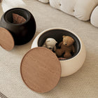 Table basse pouf ronde avec coffre de rangement