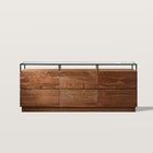 Meuble 6 tiroirs en acacia avec plateau verre
