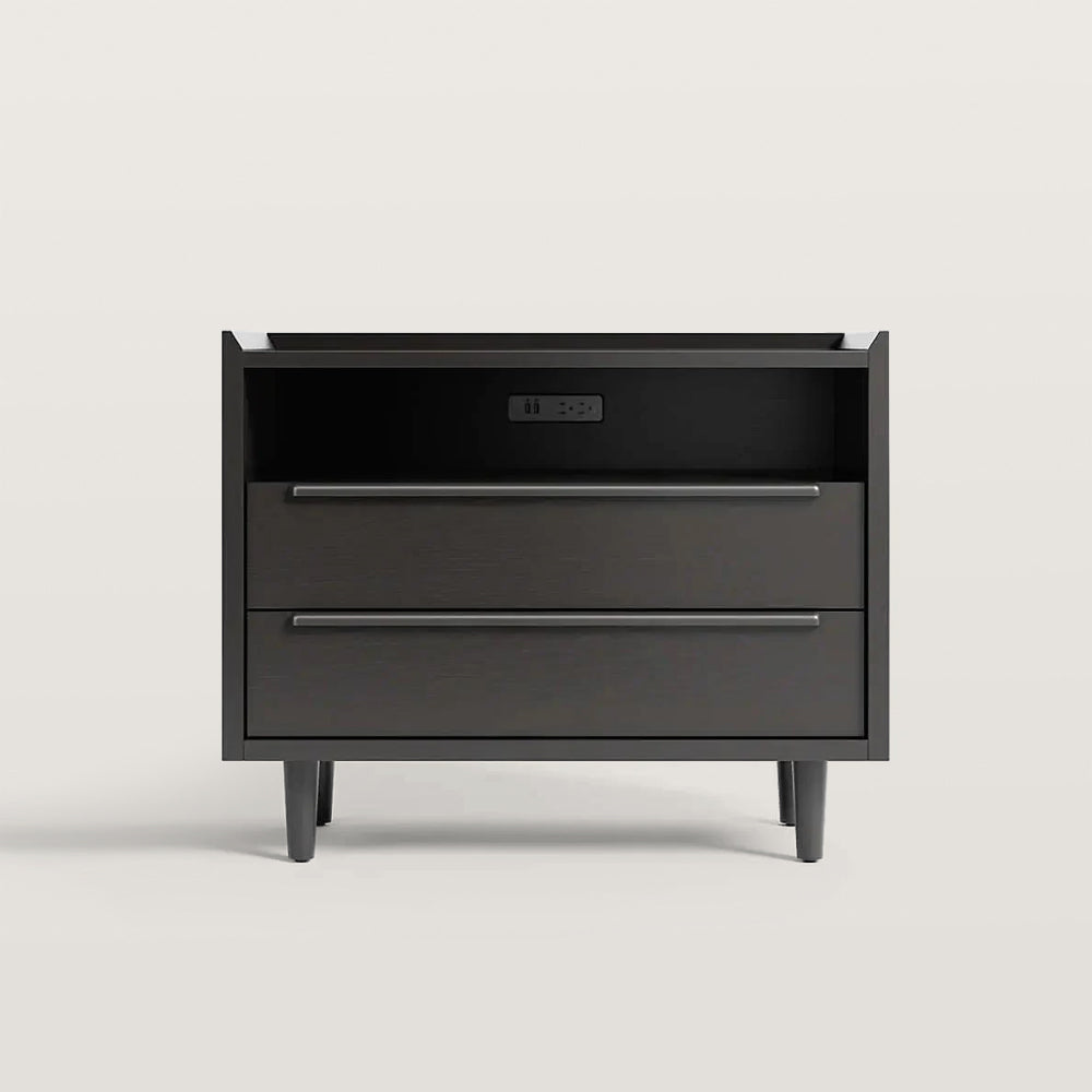 Table de chevet 2 tiroirs avec prises et USB intégrés