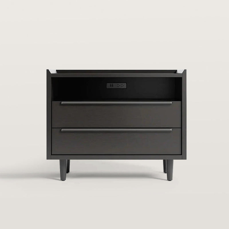 Table de chevet 2 tiroirs avec prises et USB intégrés