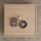 Table basse carrée 114 cm, 4 tiroirs, bois naturel