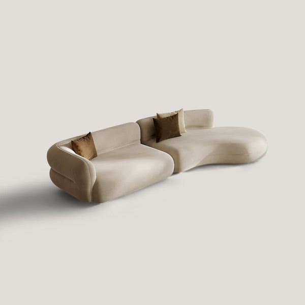 Canapé d'angle courbe, assise profonde