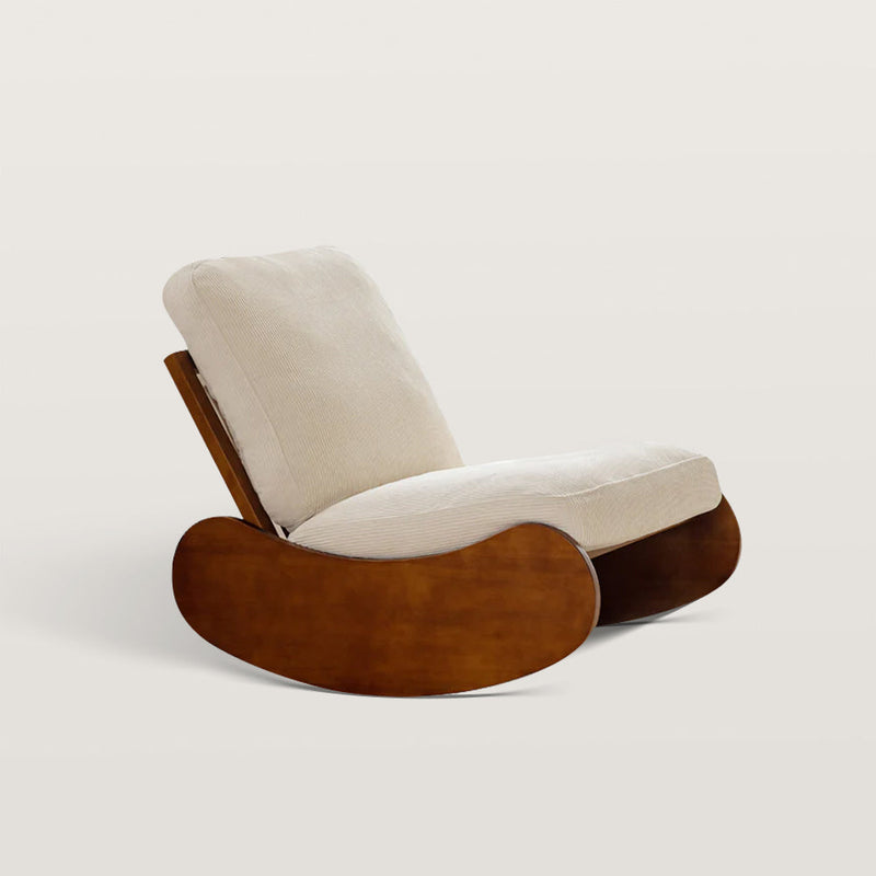 Rocking chair velours côtelé avec repose-pieds