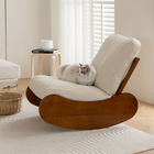 Rocking chair velours côtelé avec repose-pieds