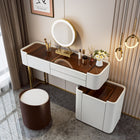 Coiffeuse plateau verre trempé et bois