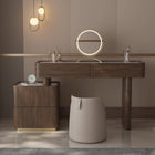 Coiffeuse mid-century plateau marbre et miroir LED rond