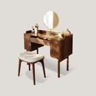 Coiffeuse noyer avec miroir pivotant et tabouret