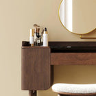 Coiffeuse noyer avec miroir pivotant et tabouret