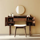 Coiffeuse noyer avec miroir pivotant et tabouret