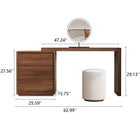 Coiffeuse d'angle en L avec caisson de rangement