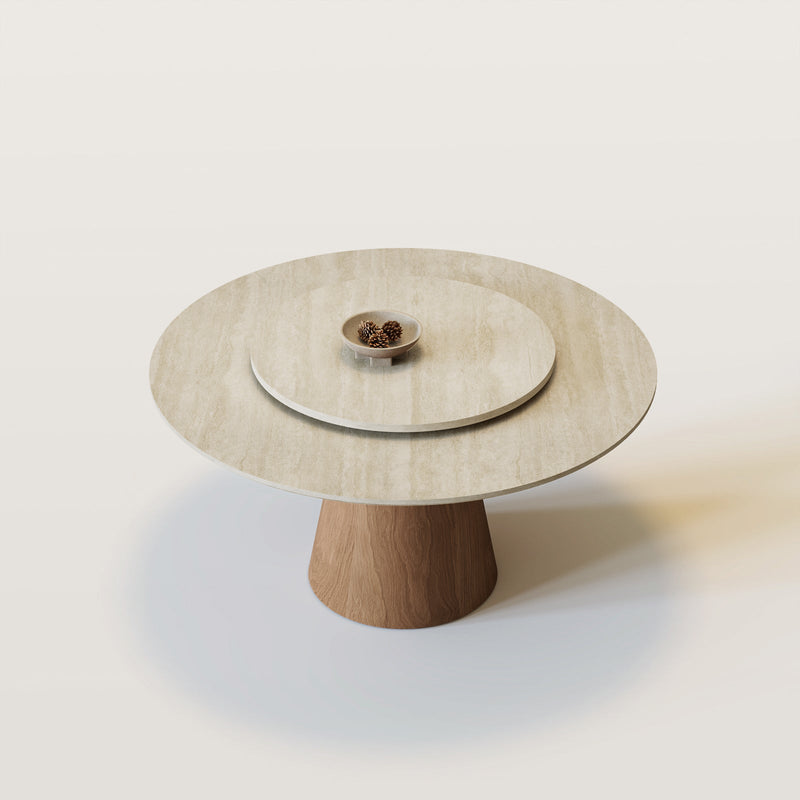 Table à manger ronde avec plateau tournant 360°