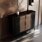 Meuble à chaussures noir avec portes en cannage