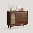 Commode en bois et rotin tressé