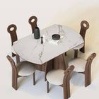 Table à manger extensible pied central, plateau grès cérame