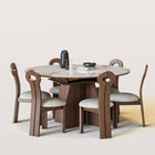 Table à manger extensible pied central, plateau grès cérame