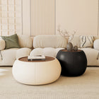Table basse pouf ronde avec coffre de rangement