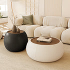 Table basse pouf ronde avec coffre de rangement