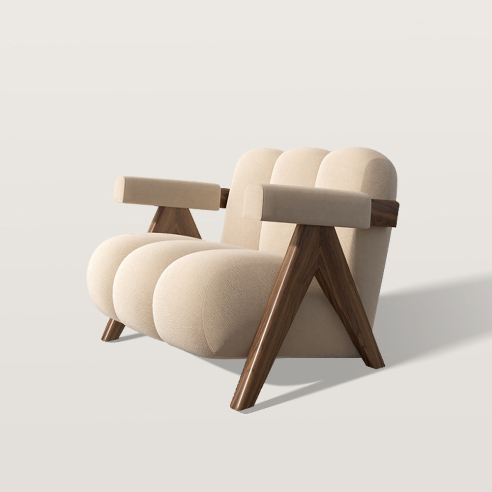Fauteuil lounge minimaliste sur piétement bois