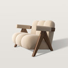 Fauteuil lounge minimaliste sur piétement bois