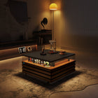Table basse relevable avec rangement et éclairage LED