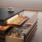 Table basse relevable avec rangement et éclairage LED