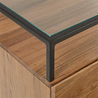 Meuble 6 tiroirs en acacia avec plateau verre